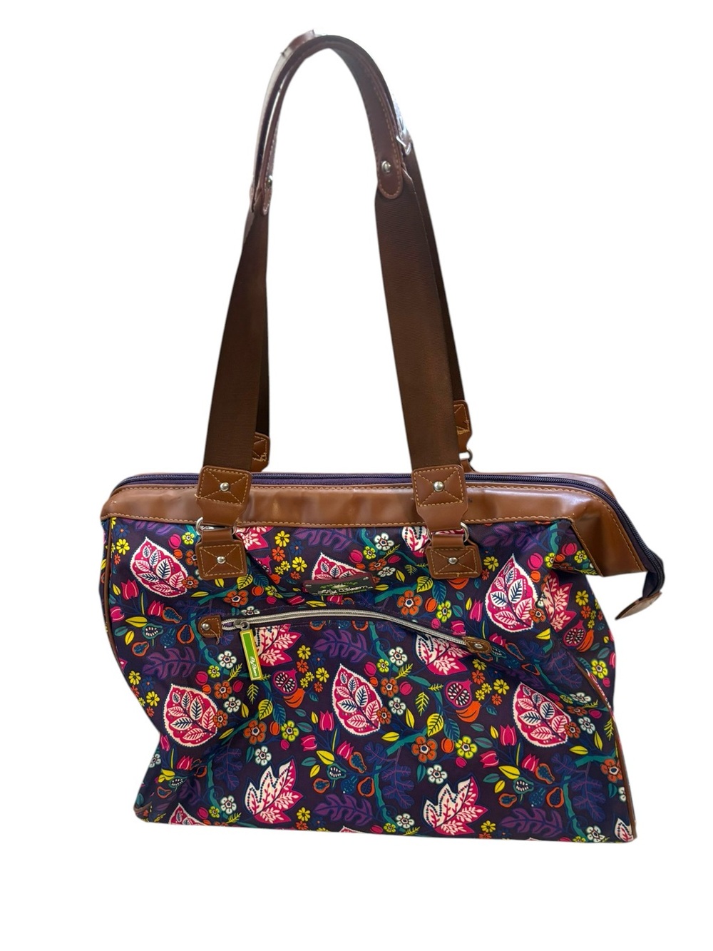 Lilly Bloom Purple Floral Large Weekender Tote Bag Travel Preppy Colorful Boho